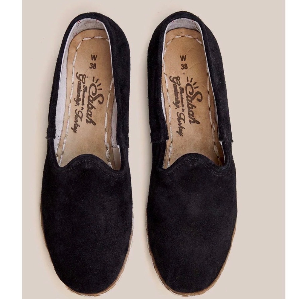 Sabah Midnight black  Nubuck Leather Loafers Handcrafted Turkey Womens 39